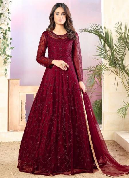 Maroon Colour TWISHA AANAYA 112 Heavy Festive Wear Long Anarkali Salwar Suit Collection 1206